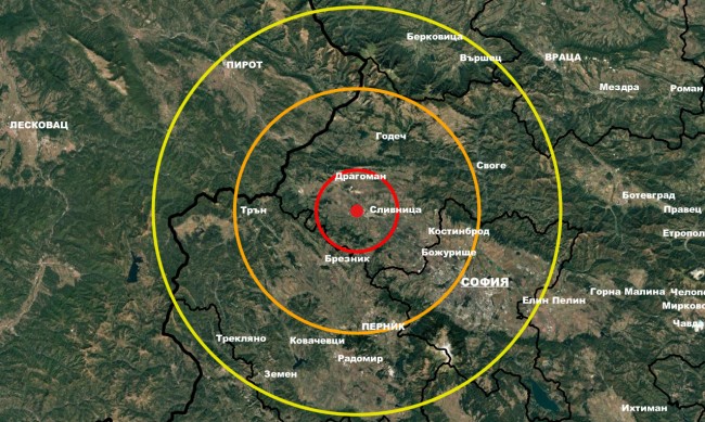 Земетресение на 31 км от София