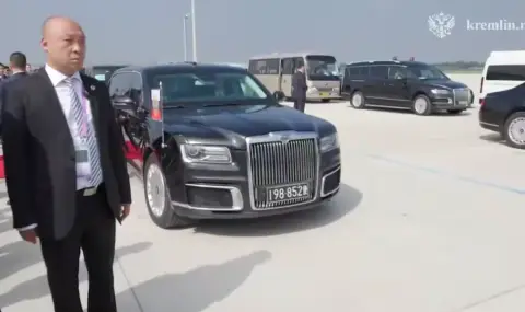 Путин се придвижва с личния си Aurus из Тиендзин, но с китайски регистрационен номер СНИМКА