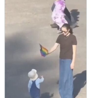 Не, това не е истинско видео на дете, което хвърля прайд знаме в кошче за отпадъци